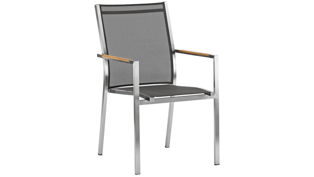 zebra one stacking chair teak dark grey